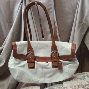 COPY - Coach Bone White and Tan Leather Satchel